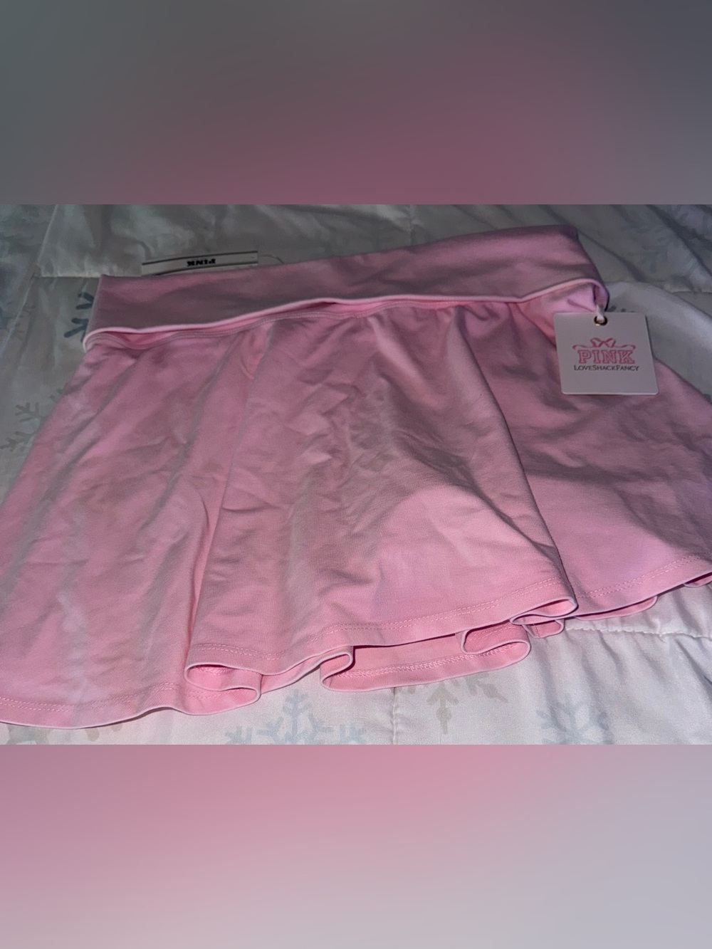 Pink by Victoria's Secret Women's Medium LoveShackFancy Foldover Skirt Skort NWT